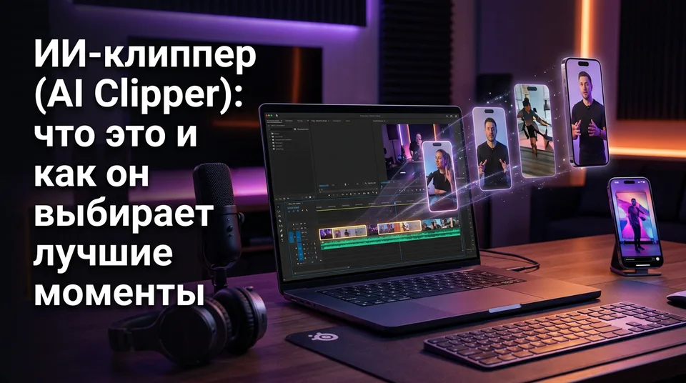 AI Clipper: длинное видео нарезается на вертикальные клипы для Shorts и Reels