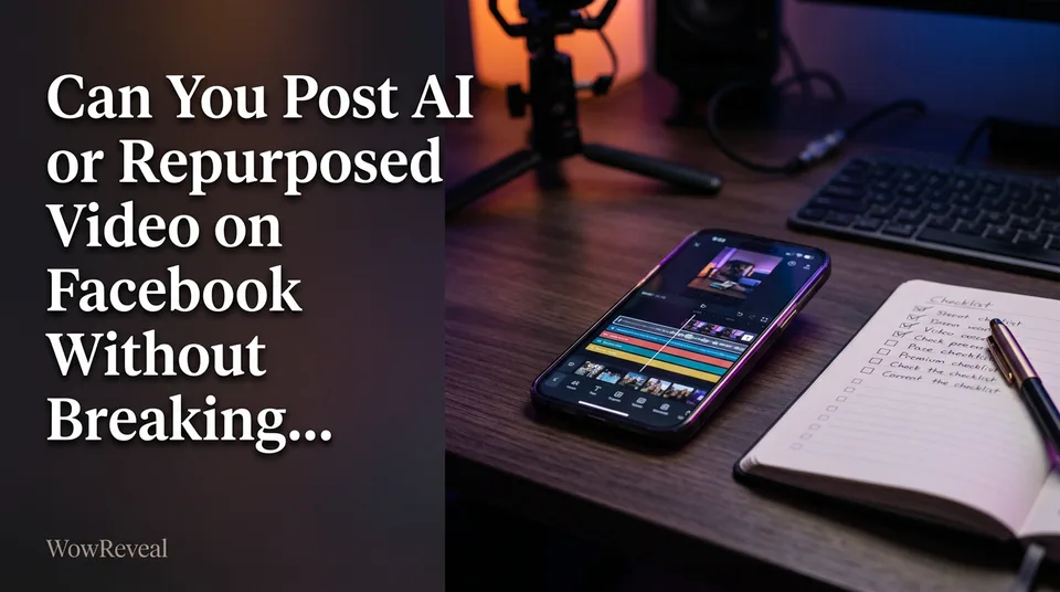 Phone editing timeline with voiceover, illustrating how to avoid an unoriginal content Facebook violation