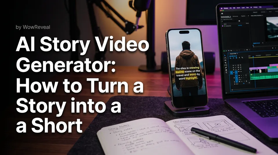 Phone showing a vertical video made with an AI story video generator