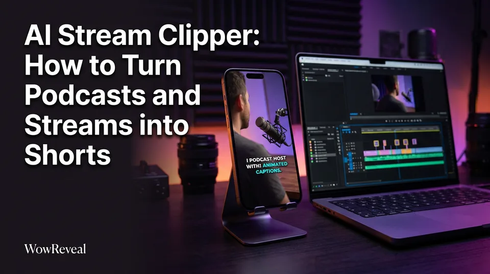 Phone showing a captioned vertical clip cut by an AI stream clipper