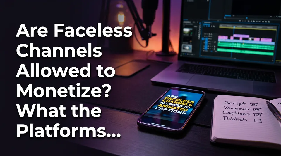 Phone showing a faceless vertical video, illustrating whether faceless channels are allowed to monetize