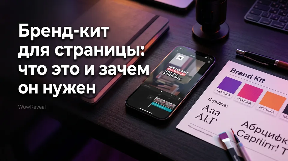 Телефон с вертикальным роликом и палитрой: бренд-кит для страницы