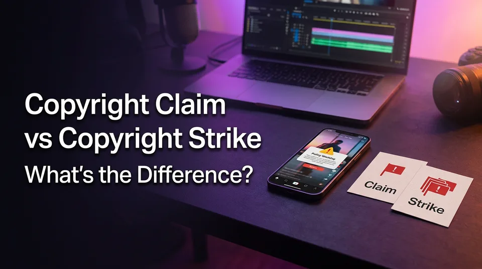 Phone showing a copyright notice, illustrating copyright claim vs copyright strike