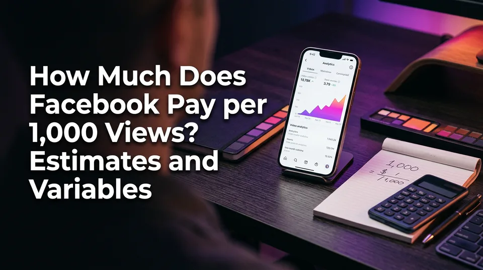 Phone showing earnings analytics to estimate how much Facebook pays per 1000 views