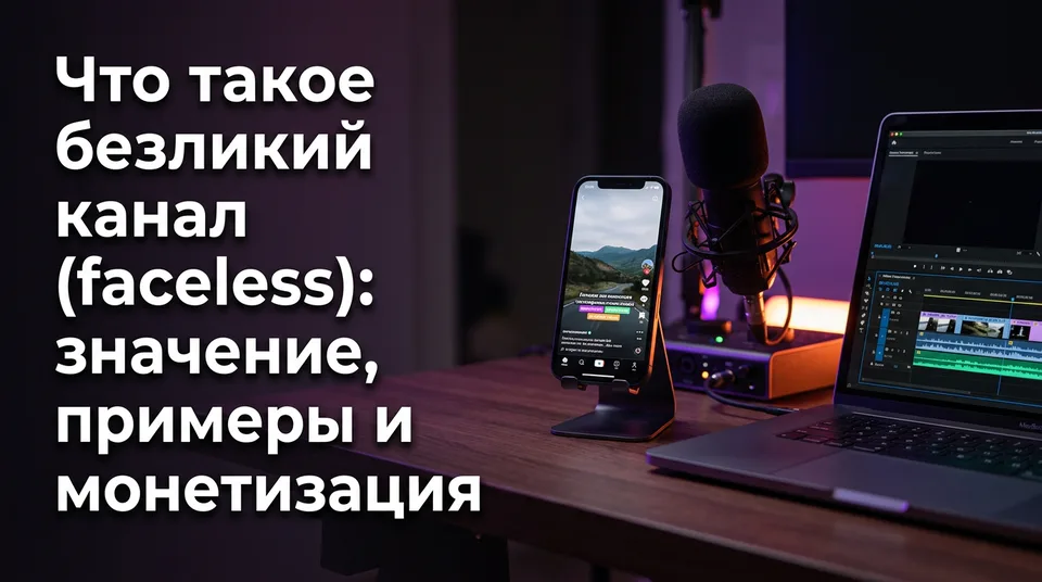 Телефон с вертикальным видео на столе: что значит faceless YouTube Shorts