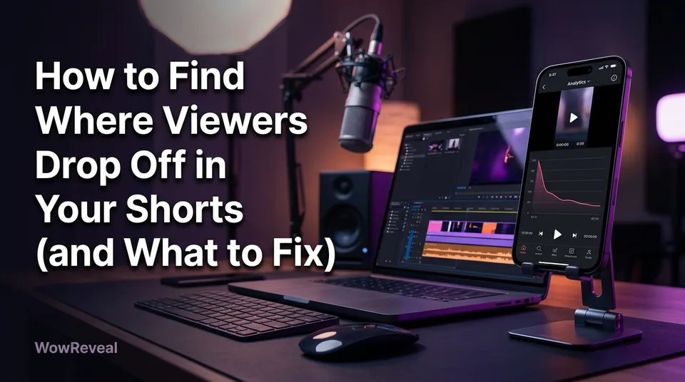 Phone showing a retention graph to find where viewers drop off shorts