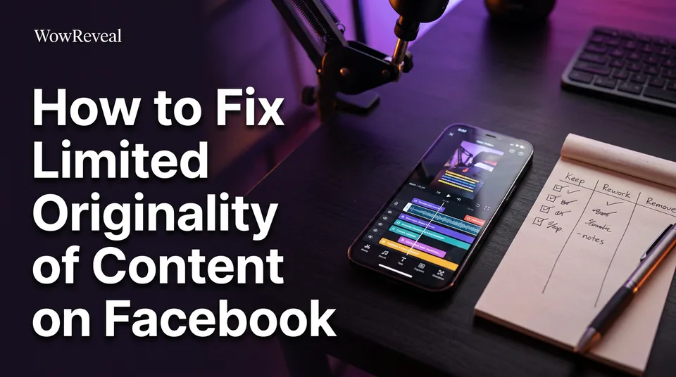 Phone editing timeline and checklist for how to fix limited originality of content on Facebook