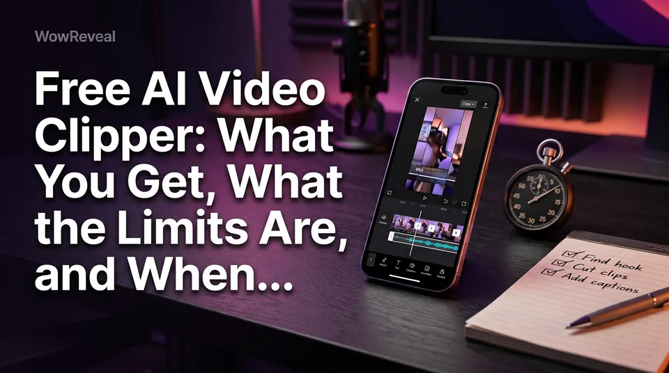 Phone showing vertical clips from a free AI video clipper test