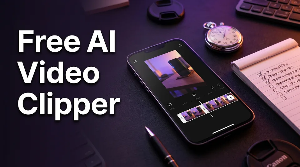 Phone showing vertical clips from a free AI video clipper test