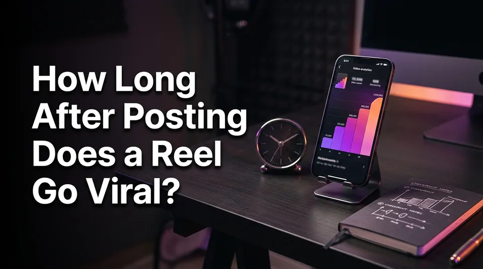 Phone showing a Reel's views curve, illustrating how long after posting a reel goes viral