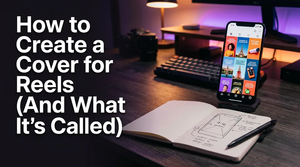 Phone showing a grid of reel cover images with bold headlines