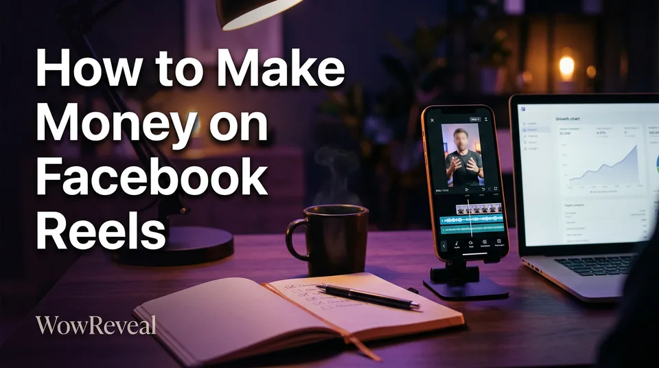Phone and checklist on a desk showing how to make money on Facebook Reels