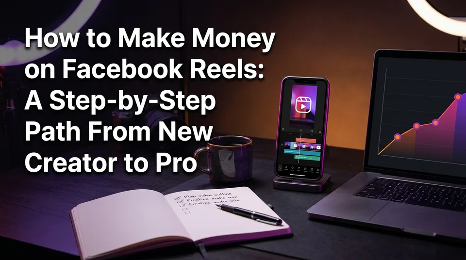 Phone and checklist on a desk showing how to make money on Facebook Reels