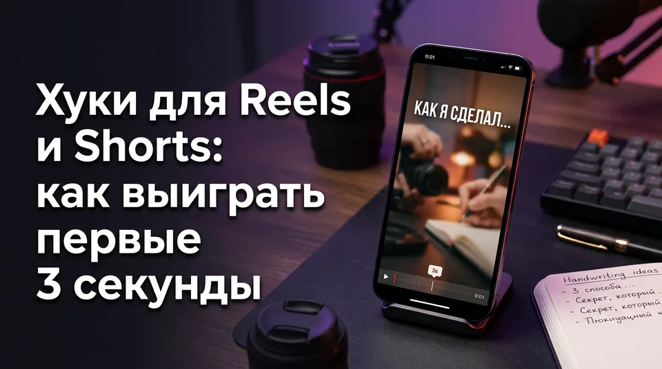 Телефон с первыми секундами вертикального видео — пример хука для Reels