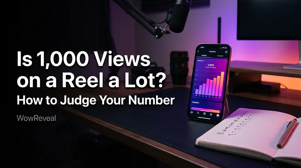 Phone showing Reel analytics to judge whether 1000 views on a reel is a lot