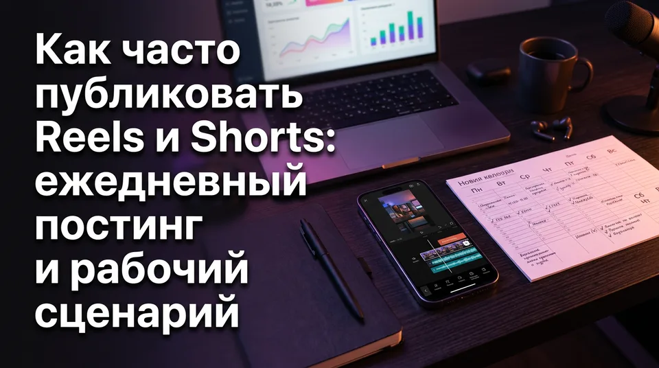 Рабочий стол автора с недельным планом, как часто публиковать Reels