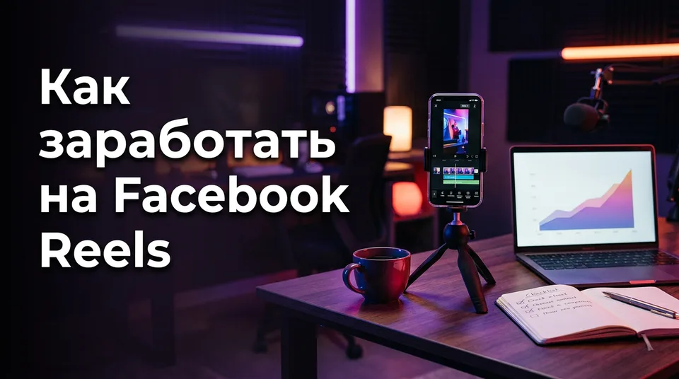 Телефон и чек-лист на столе: как заработать на Facebook Reels