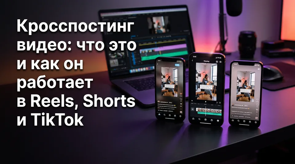 Один вертикальный ролик на трёх телефонах: кросспостинг Reels, Shorts и TikTok