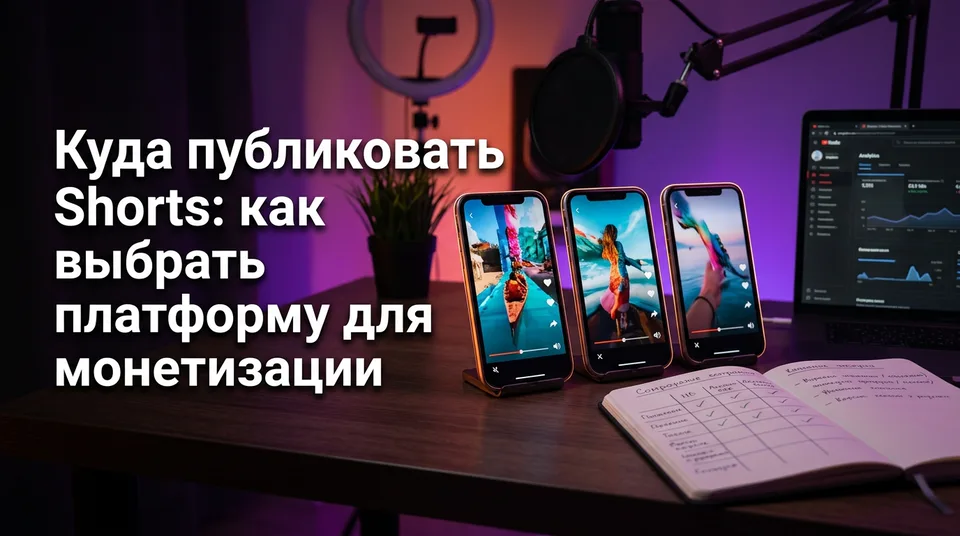Три смартфона с одним вертикальным роликом: куда публиковать Shorts