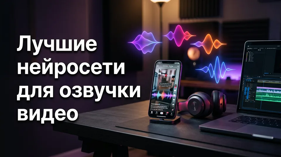 Смартфон с вертикальным роликом и звуковой волной: лучшие нейросети для озвучки видео