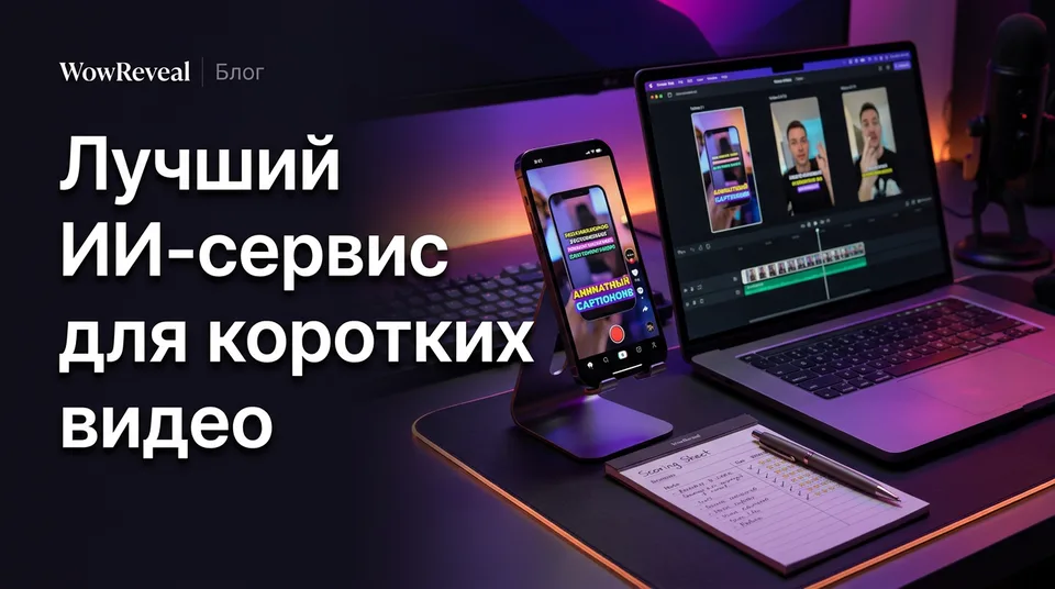 Телефон с вертикальным видео рядом с ноутбуком: сравнение ИИ-сервисов для коротких видео