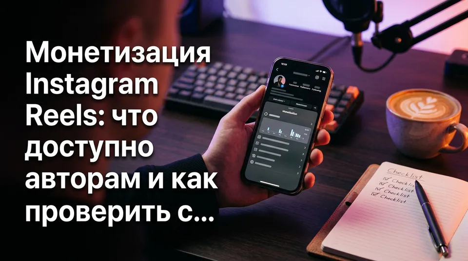Смартфон с настройками профиля: проверка доступности монетизации Instagram Reels