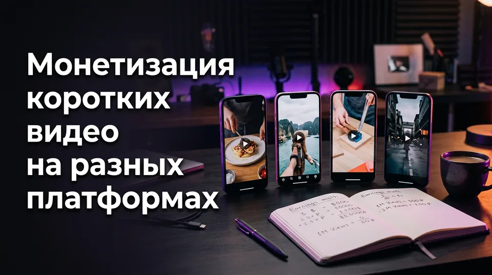 Четыре телефона с вертикальными видео: сравнение монетизации коротких видео на разных платформах
