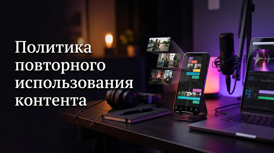 Монтажная лента на телефоне как иллюстрация правил о неоригинальном контенте на YouTube и Facebook