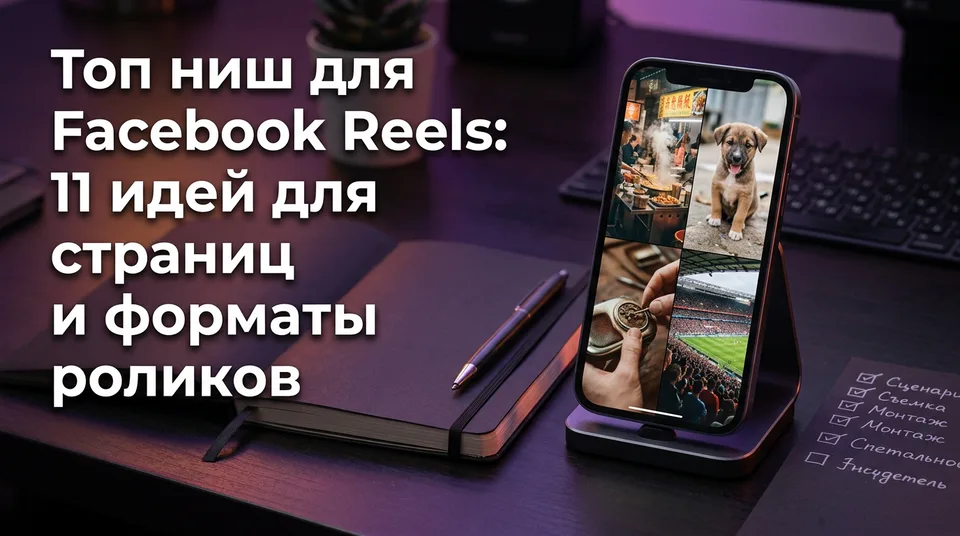 Смартфон с вертикальными роликами разных тем — ниши для Facebook Reels