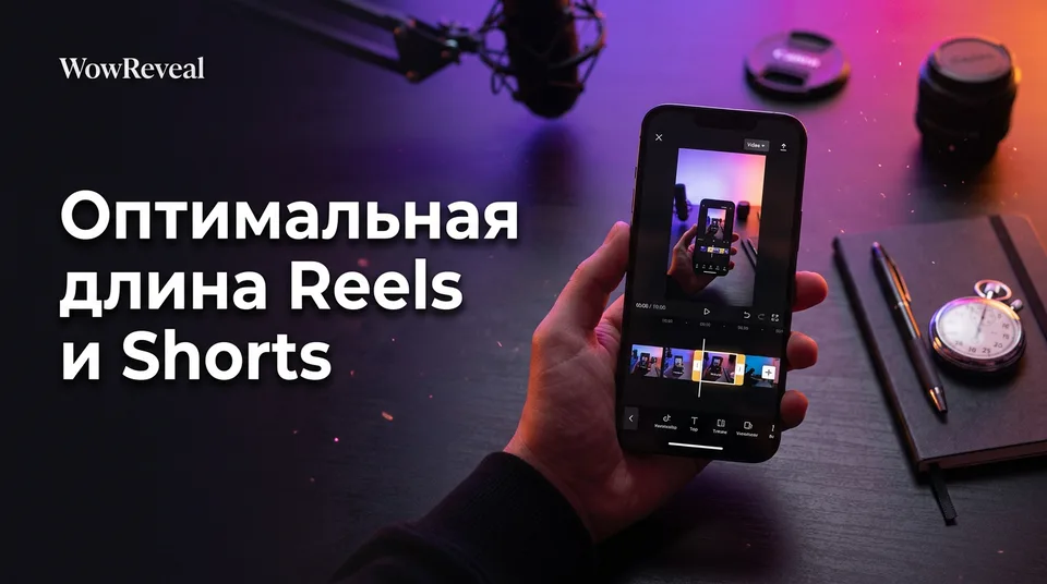 Смартфон с таймлайном трёх версий ролика для выбора оптимальной длины Reels