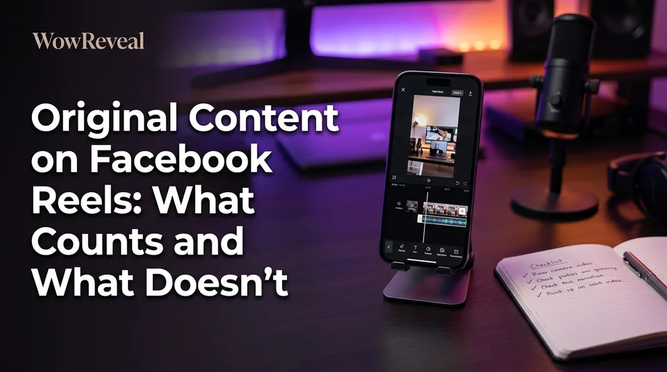 Phone editing a vertical video, illustrating original content on Facebook Reels