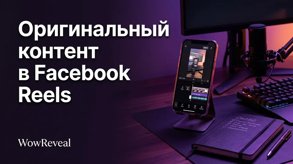 Телефон с монтажом вертикального видео: оригинальный контент в Facebook Reels