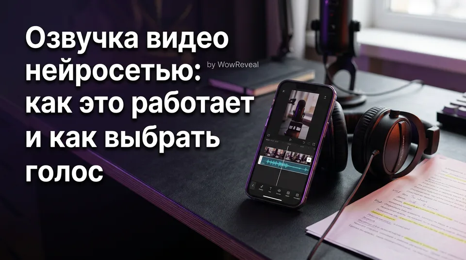 Телефон с аудиодорожкой: озвучка видео нейросетью для Shorts и Reels