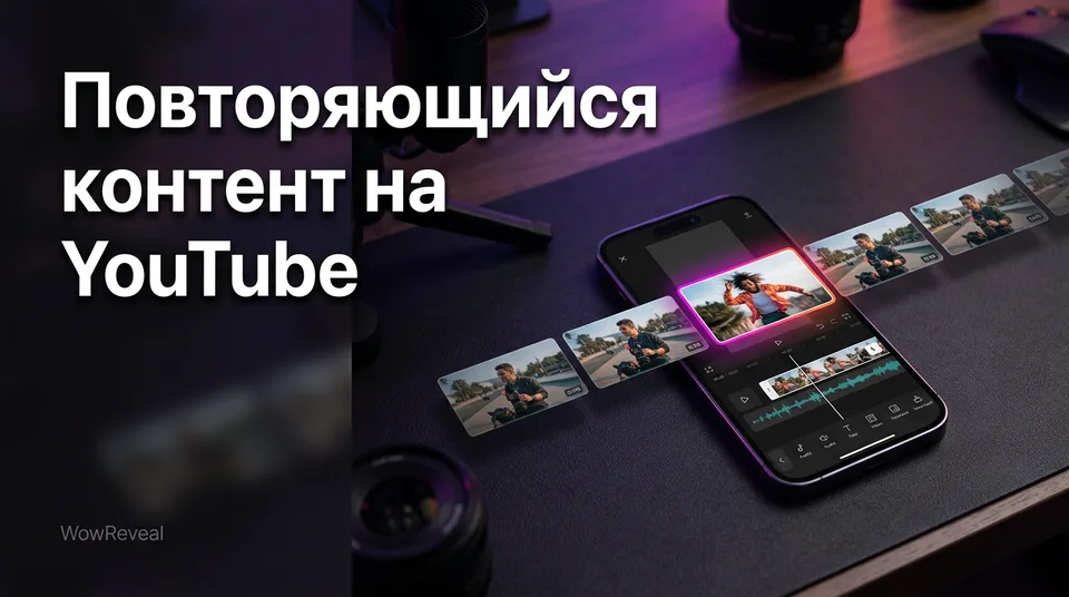 Ряд однотипных превью Shorts и одно выделенное — повторяющийся контент YouTube Shorts