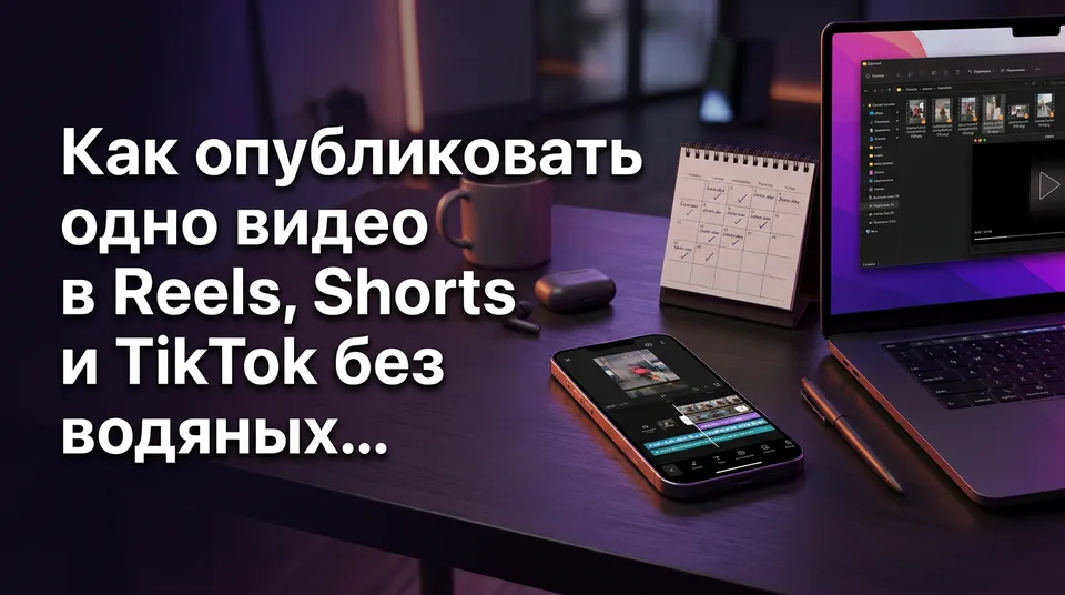 Вертикальное видео 9:16 в редакторе и календарь публикаций без водяных знаков