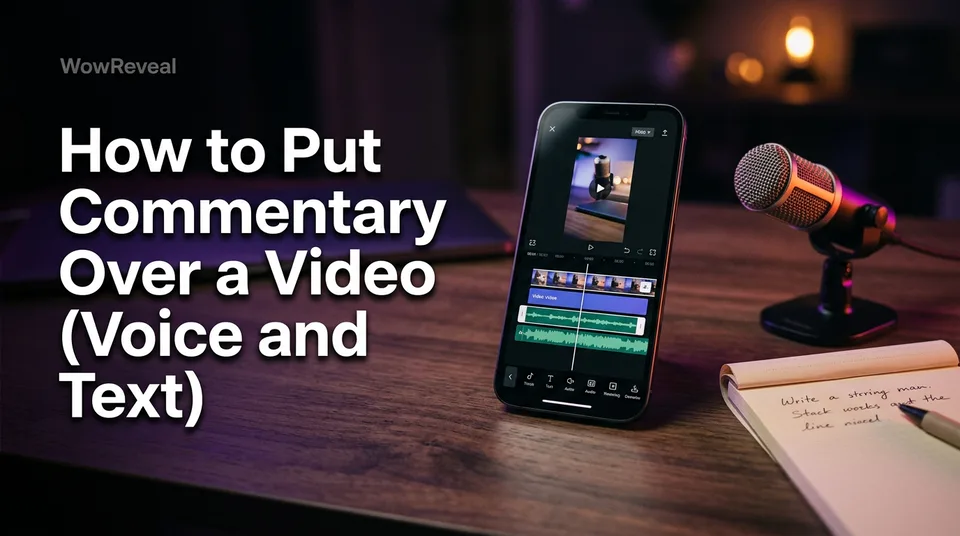 Phone editing timeline showing how to put commentary over a video with a voice track