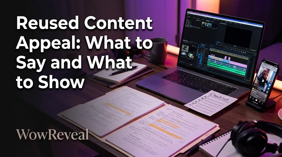 Editing timeline and script drafts prepared as evidence for a reused content appeal