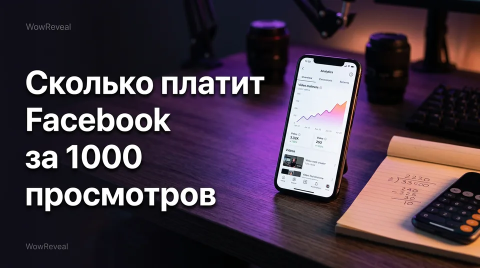 Телефон с аналитикой доходов: оценка, сколько Facebook платит за 1000 просмотров
