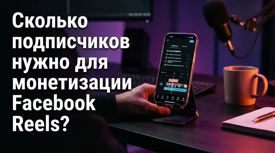 Телефон с чек-листом требований: сколько подписчиков нужно для монетизации Reels на Facebook