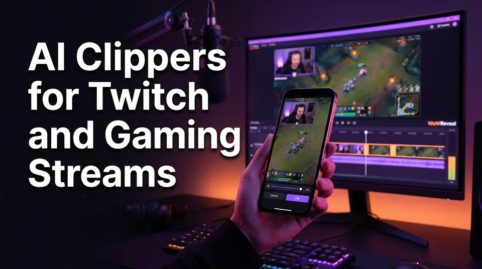 Phone showing a vertical gaming clip made with a Twitch AI clipper