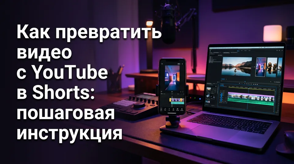 Телефон и ноутбук: как превратить видео с YouTube в Shorts
