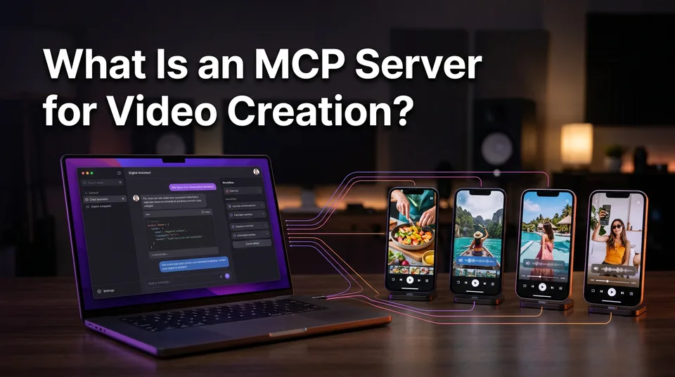 AI agent connected to vertical short videos, illustrating an MCP server for video creation