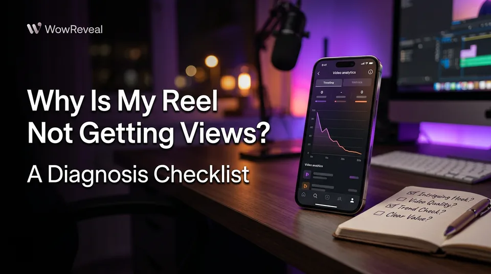Phone showing a retention graph while diagnosing why a reel is not getting views