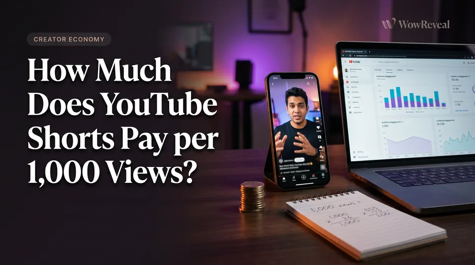Phone and laptop analytics showing how much YouTube Shorts pay for 1000 views